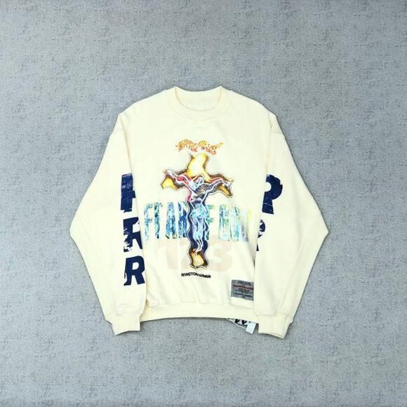 RIVINGTON ROI REBIS Yellow Cross T Shirt Light Yellow Long Sleeve - Picture 1 of 6